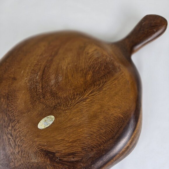 Vintage Monkey Pod Wood Leaf Serving Bowl  3 Sections Made in the Philippines - Picture 8 of 11